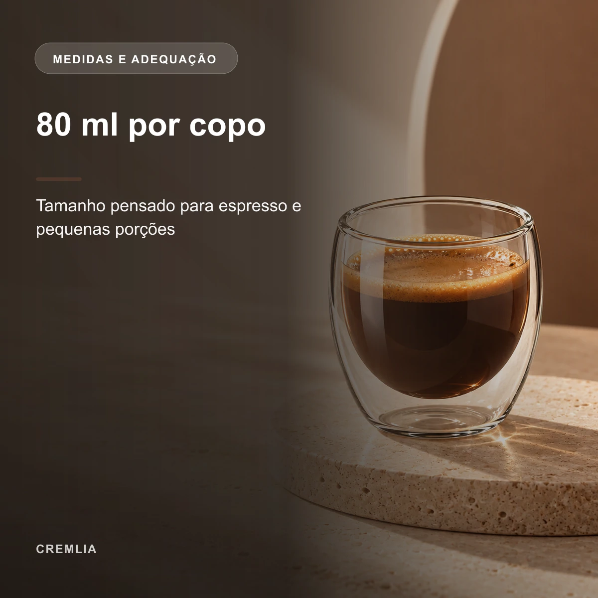 Medidas e adequação de Kit 6 Copos de Vidro Parede Dupla 80 ml